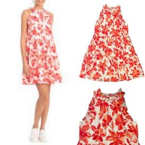 Clover And & Sloane Coral & White Spring Summer Dress Size S small